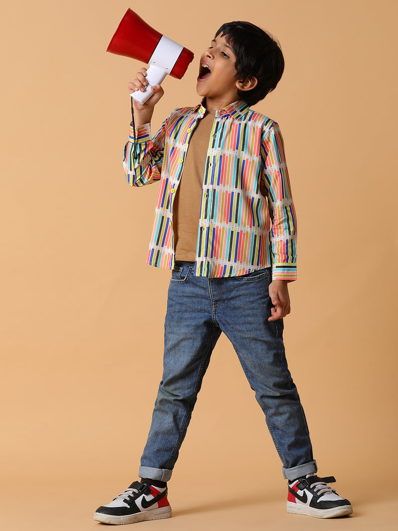 Boys Multi Color Printed Shirt