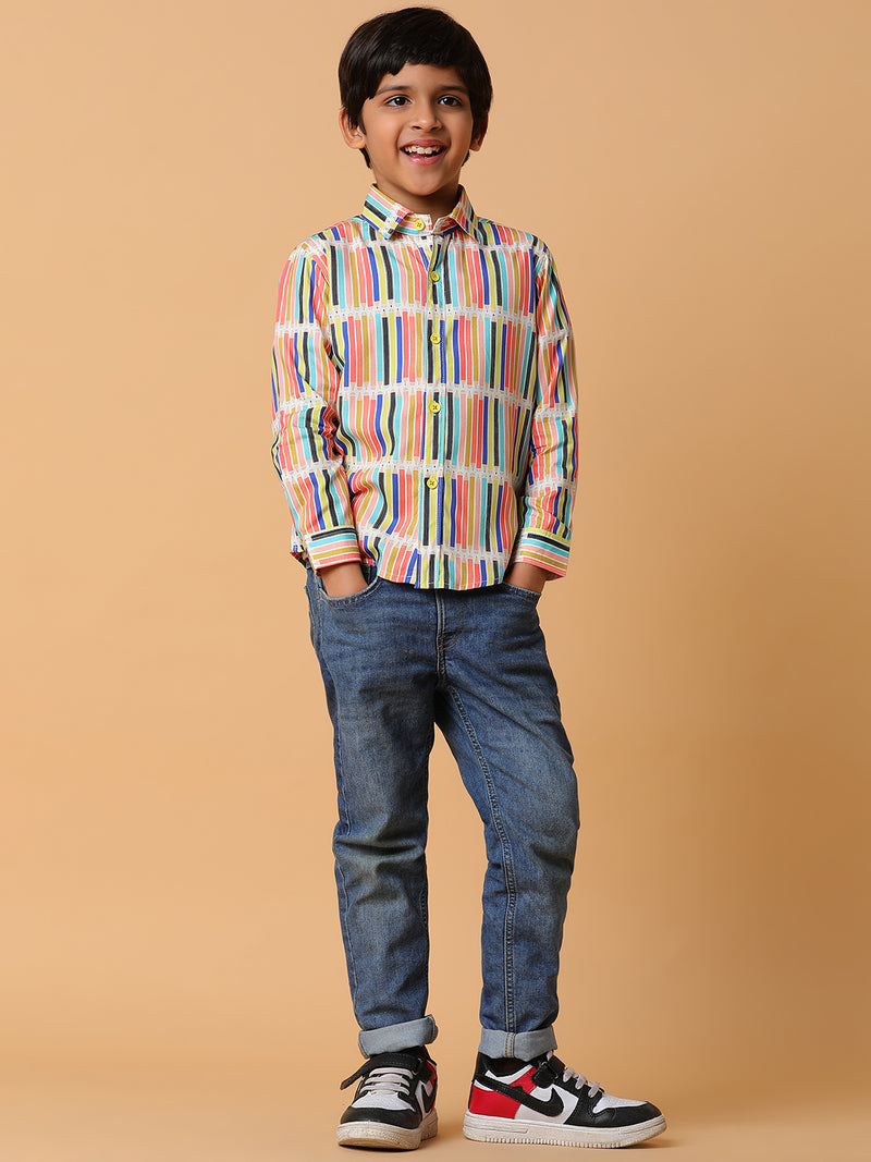 Boys Multi Color Printed Shirt