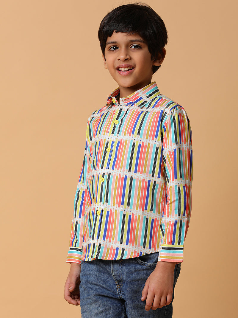 Boys Multi Color Printed Shirt