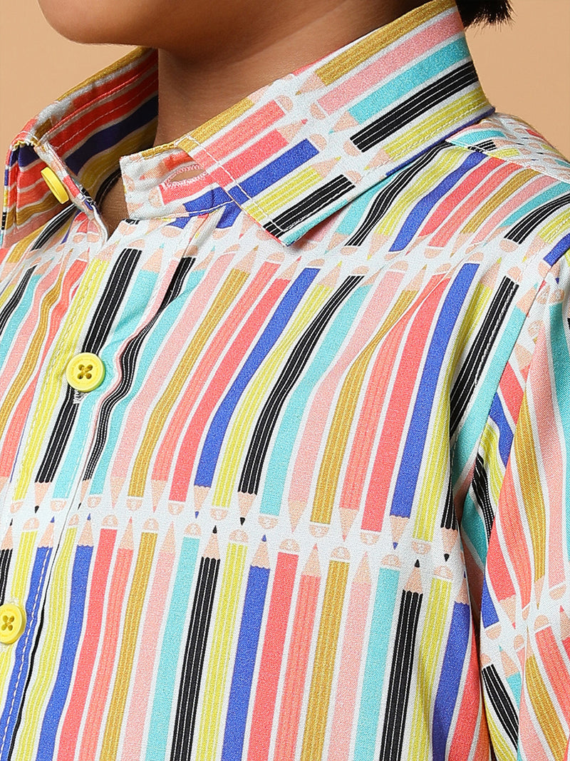 Boys Multi Color Printed Shirt