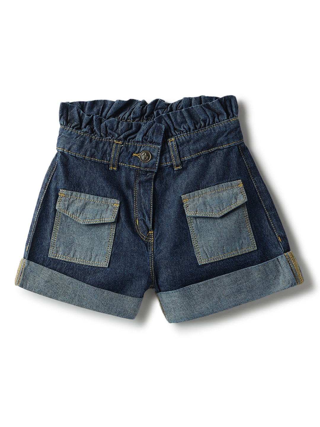 Girls Blue Cotton Shorts