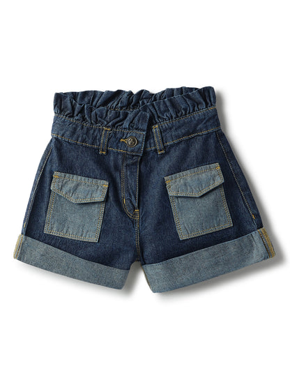 Girls Blue Cotton Shorts