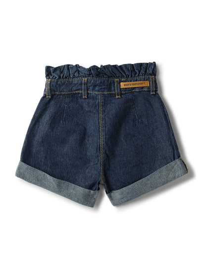Girls Blue Cotton Shorts