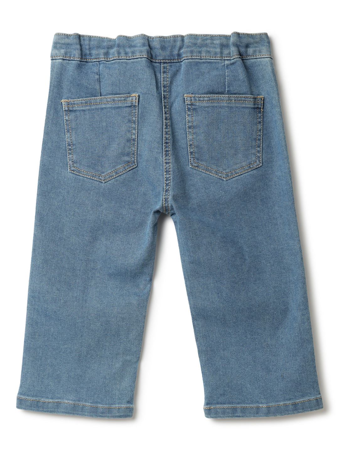 Girls Blue Elastane Solid Capri