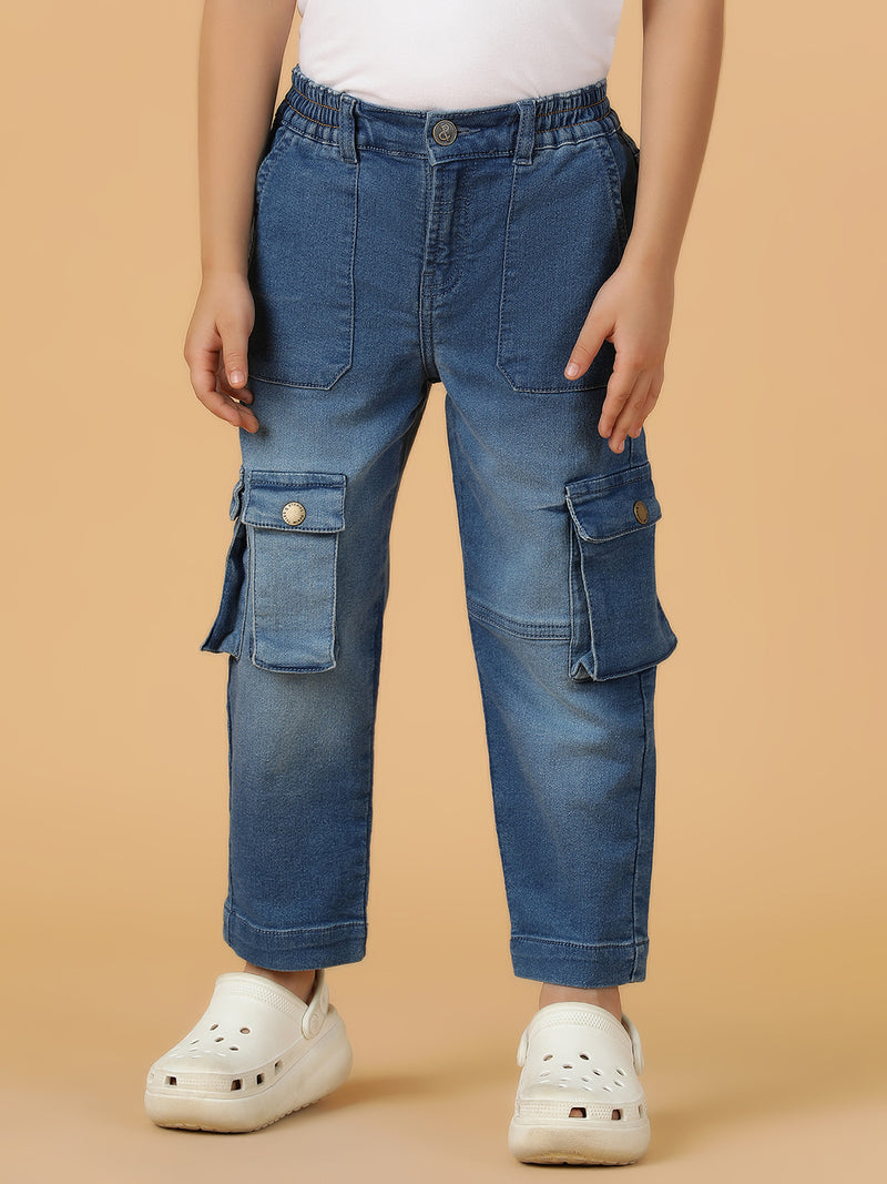 Boys Blue Washed Denim-Lycra Jeans