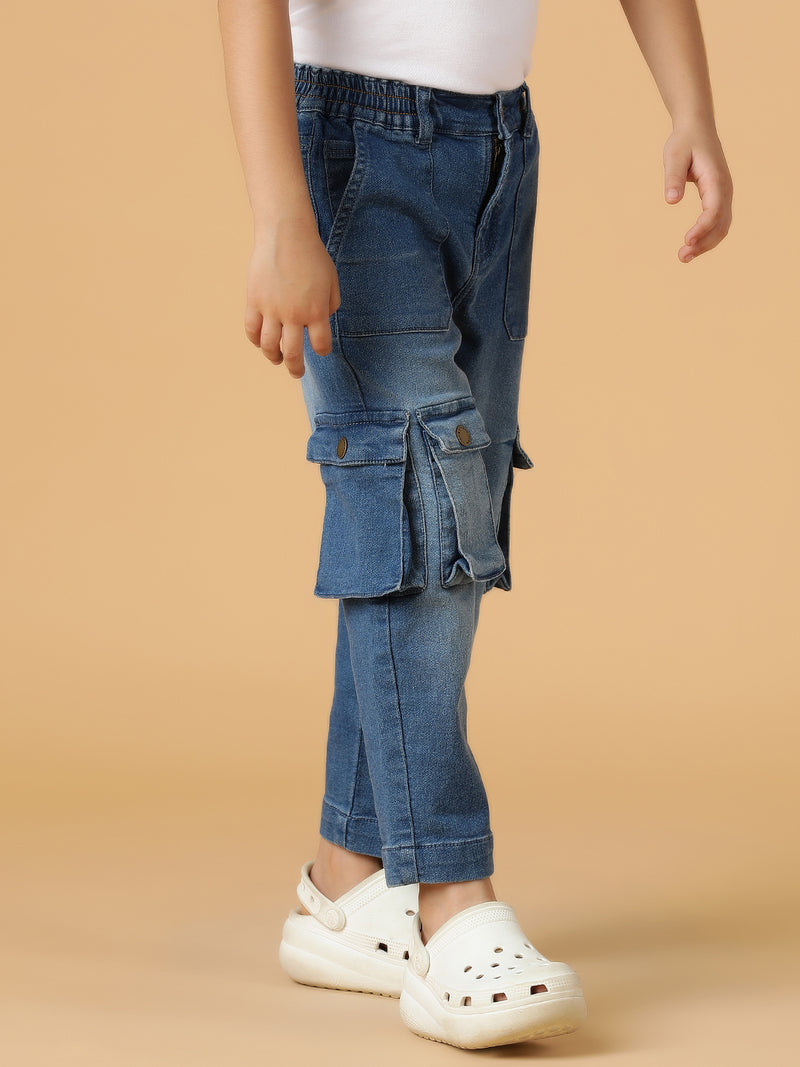 Boys Blue Washed Denim-Lycra Jeans