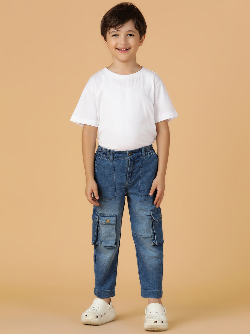 Boys Blue Washed Denim-Lycra Jeans