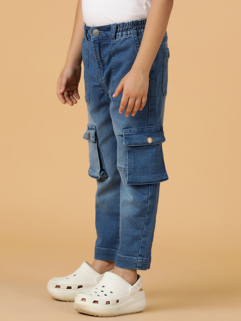 Boys Blue Washed Denim-Lycra Jeans