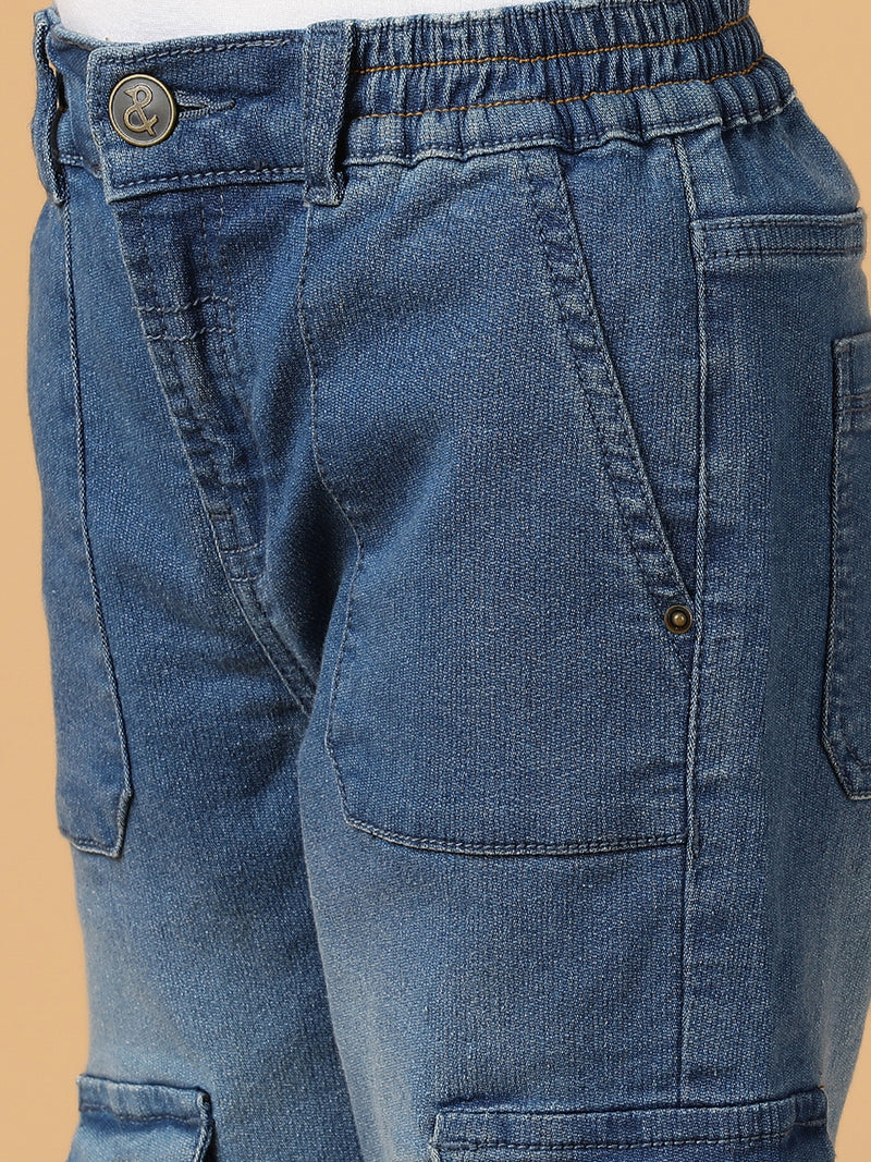 Boys Blue Washed Denim-Lycra Jeans