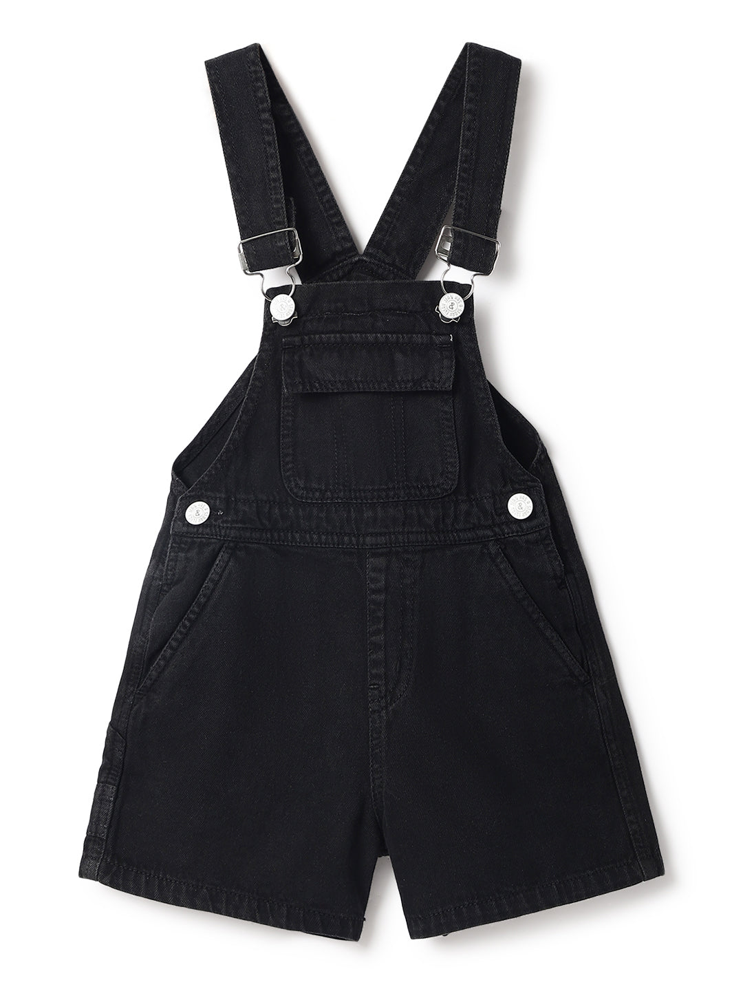 Unisex Black Cotton Washed Dungree