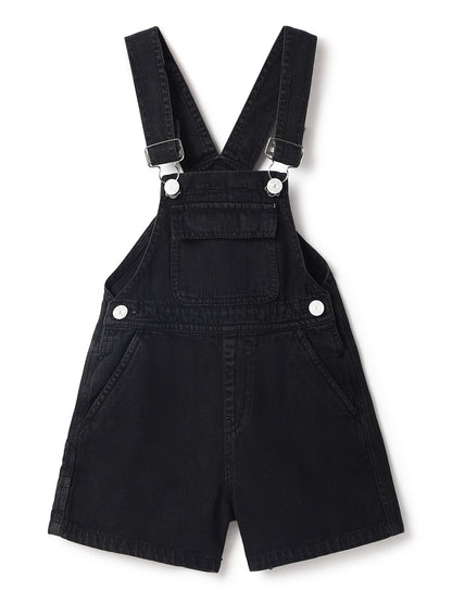 Unisex Black Cotton Washed Dungree