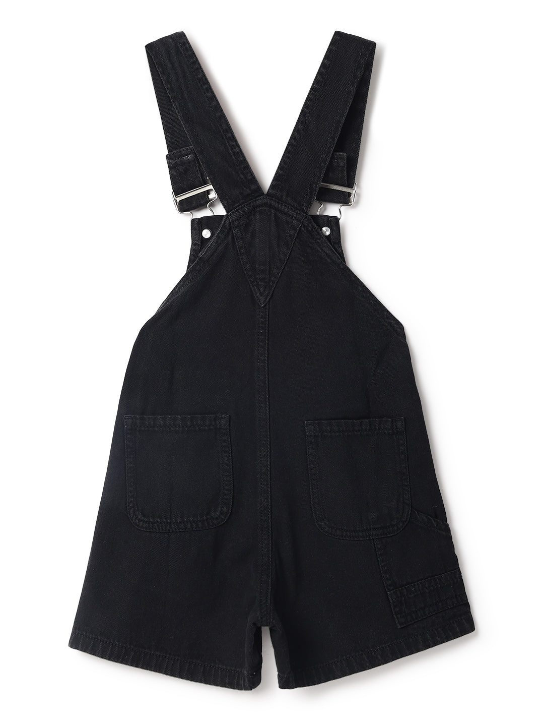 Unisex Black Cotton Washed Dungree