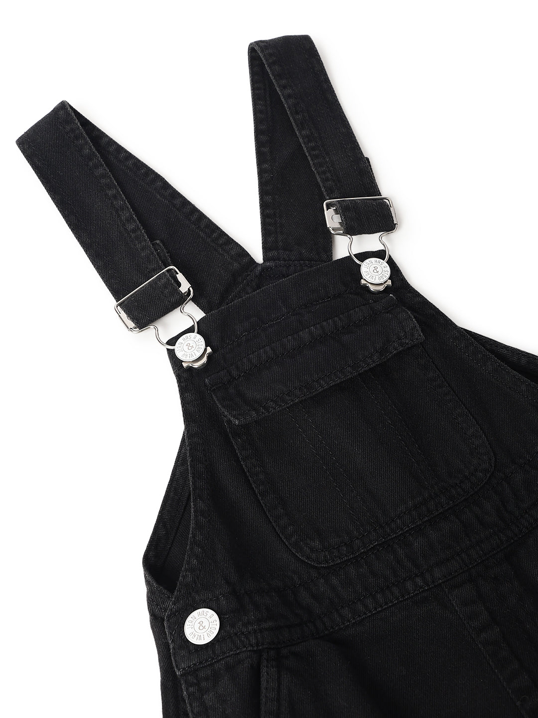 Unisex Black Cotton Washed Dungree