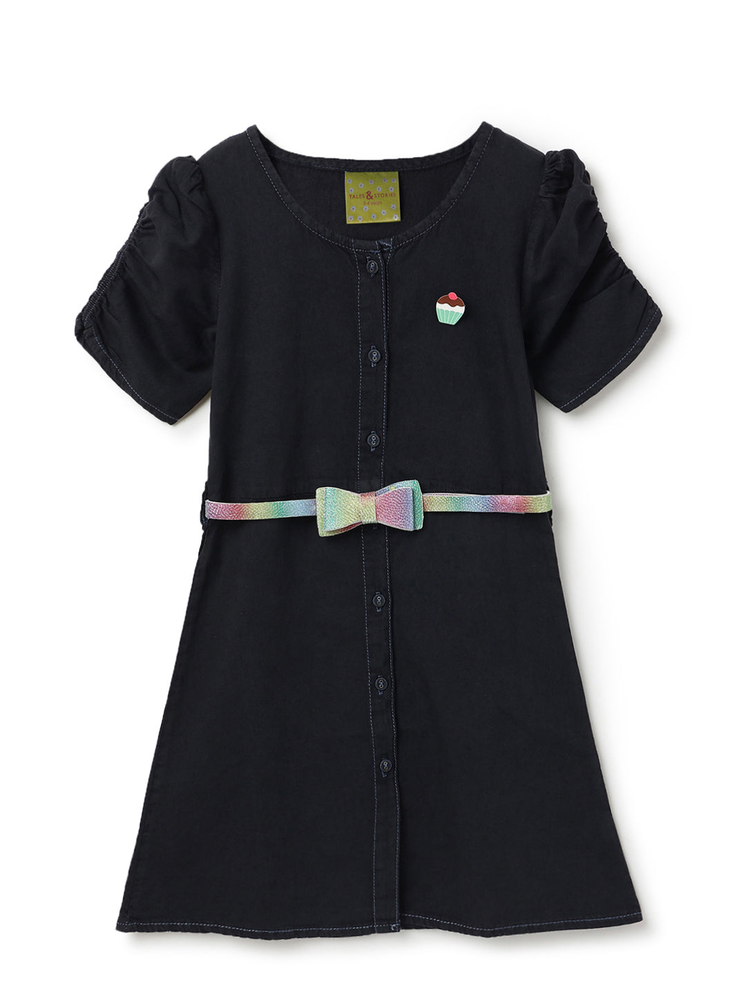 Girls Black Dress with Belt