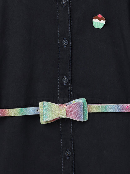 Girls Black Dress with Belt