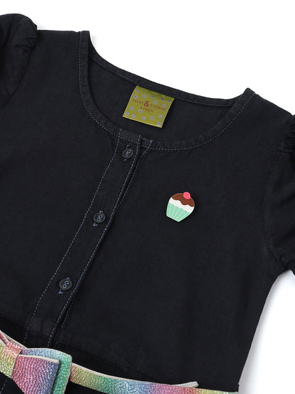 Girls Black Dress with Belt