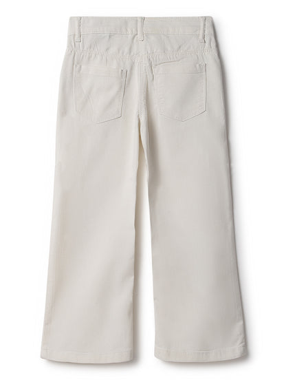 Girls White Lycra Solid Boot Leg  Jeans