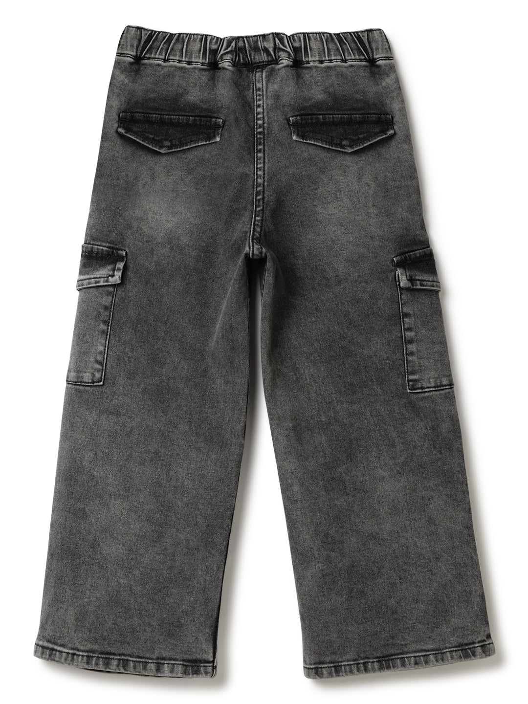 Girls Grey Lycra Washed Jeans