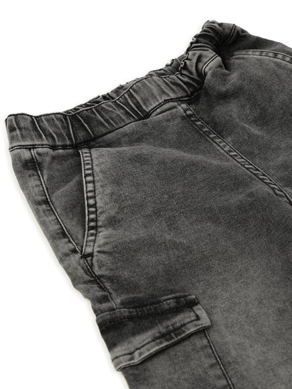 Girls Grey Lycra Washed Jeans