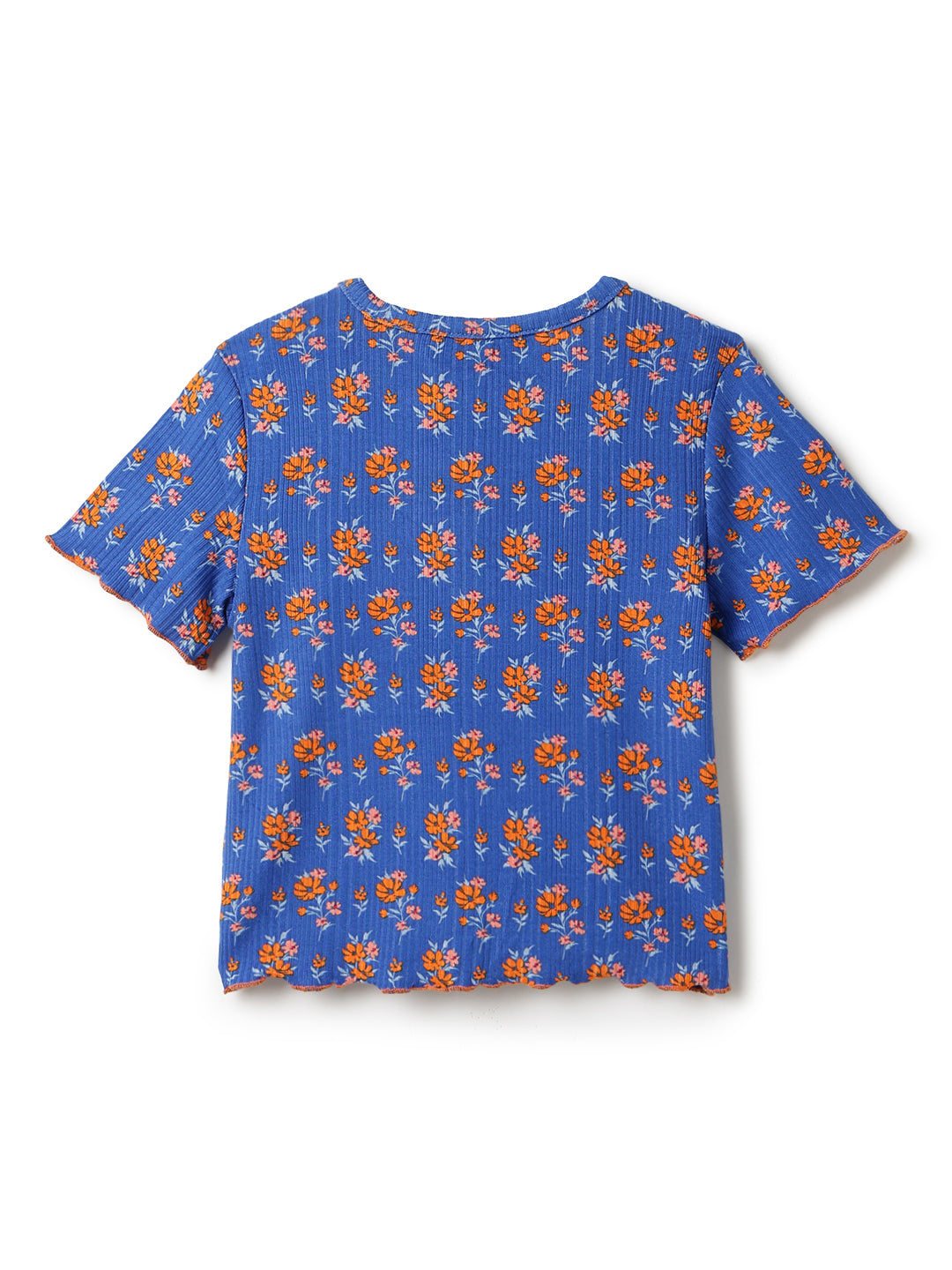 Girls Blue Floral Printed Top