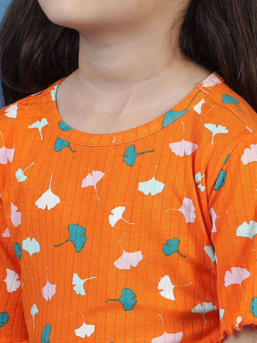 Girls Orange Floral A-Line Dress