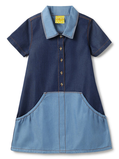 Girls Dark Blue Denim Dress