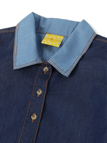 Girls Dark Blue Denim Dress