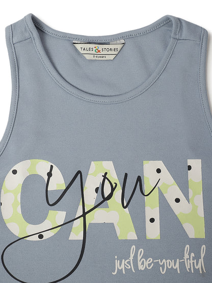 Girls Grey Viscose Printed Top