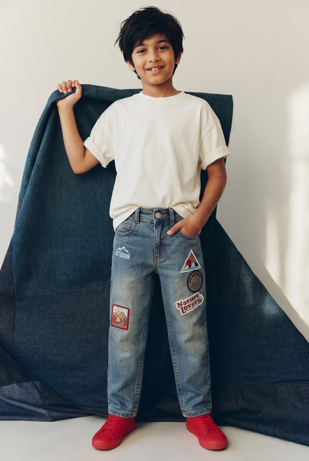 Boys Blue Khaki Tint Lycra Slim fit Jeans