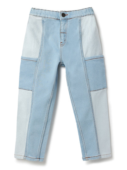 Boys Blue Lycra Denim Casual Washed Balloon Fit Jeans
