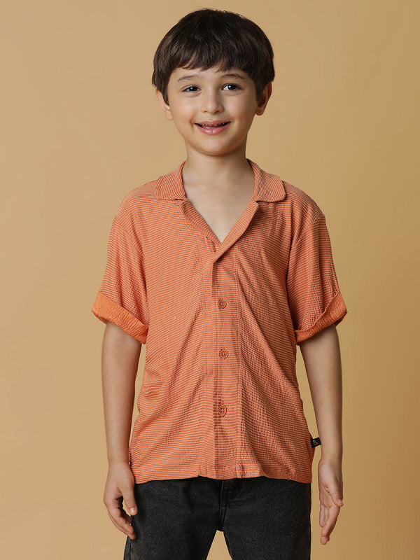 Boys Rust Striped Shirt