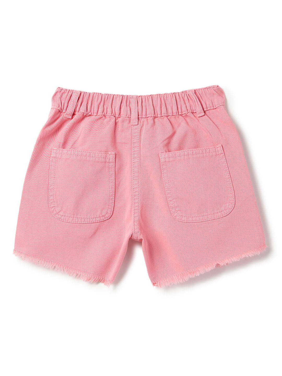 Girls Pink Washed Cotton Thigh Length Shorts