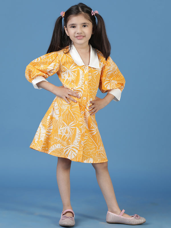 Girls Yellow Floral Dress