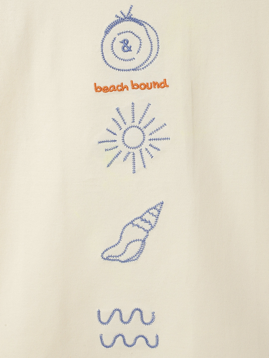 Boys Off White Cotton Embroidery T-shirt