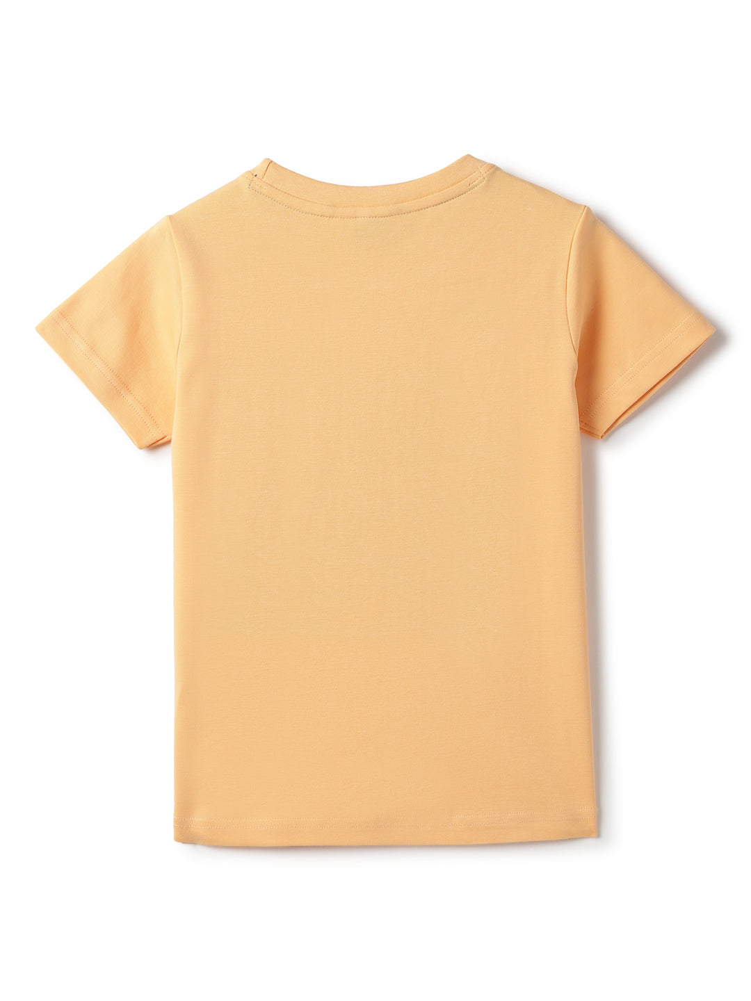 Boys Cotton Rust T-Shirt With Blue Denim Washed Barrel Fit Jeans