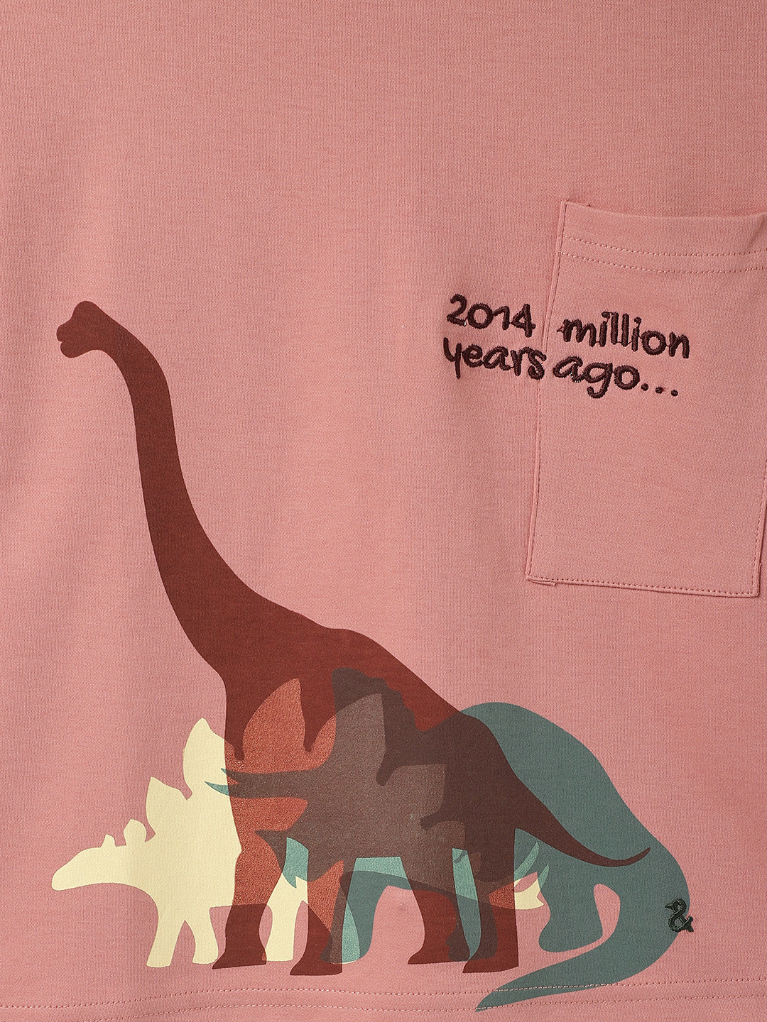 Boys Pink Cotton Animal Printed T-Shirt