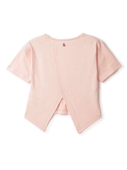 Girls Baby Pink Cotton Embroidery T-Shirt