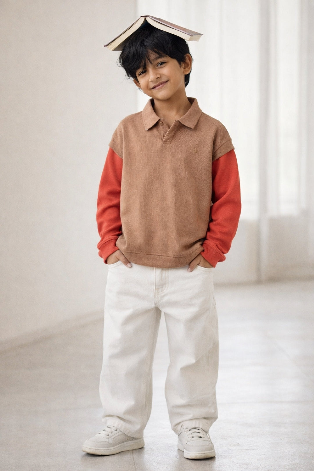 Boys Brown Polo Solid  T-Shirt