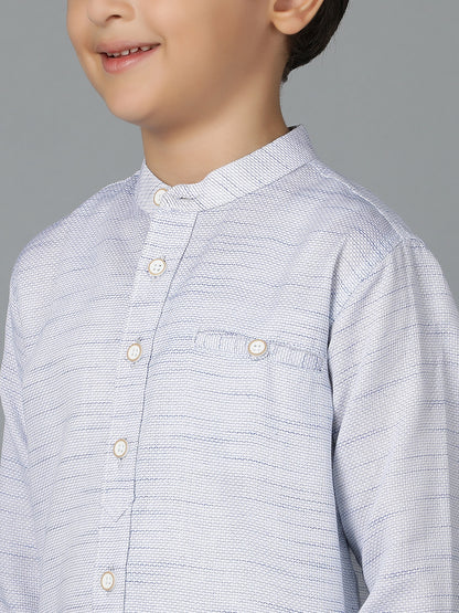 Boys Sky Blue Printed Cotton Regular Fit Shirt