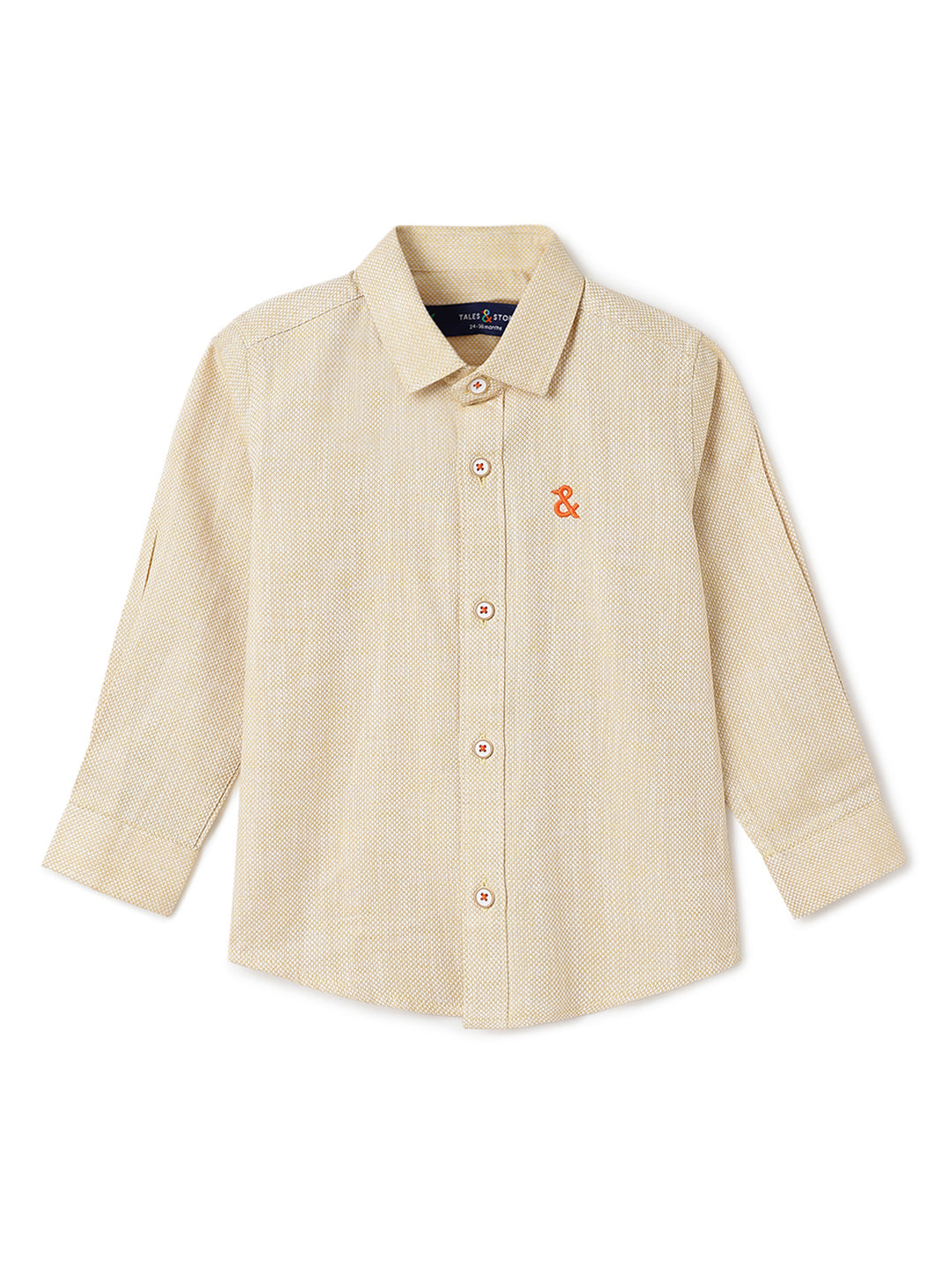Boys Yellow Solid Cotton Regular Fit Shirt