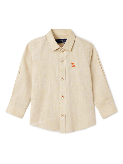 Boys Yellow Solid Cotton Regular Fit Shirt