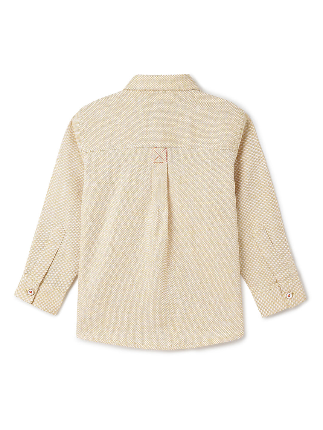 Boys Yellow Solid Cotton Regular Fit Shirt