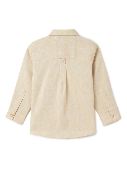 Boys Yellow Solid Cotton Regular Fit Shirt