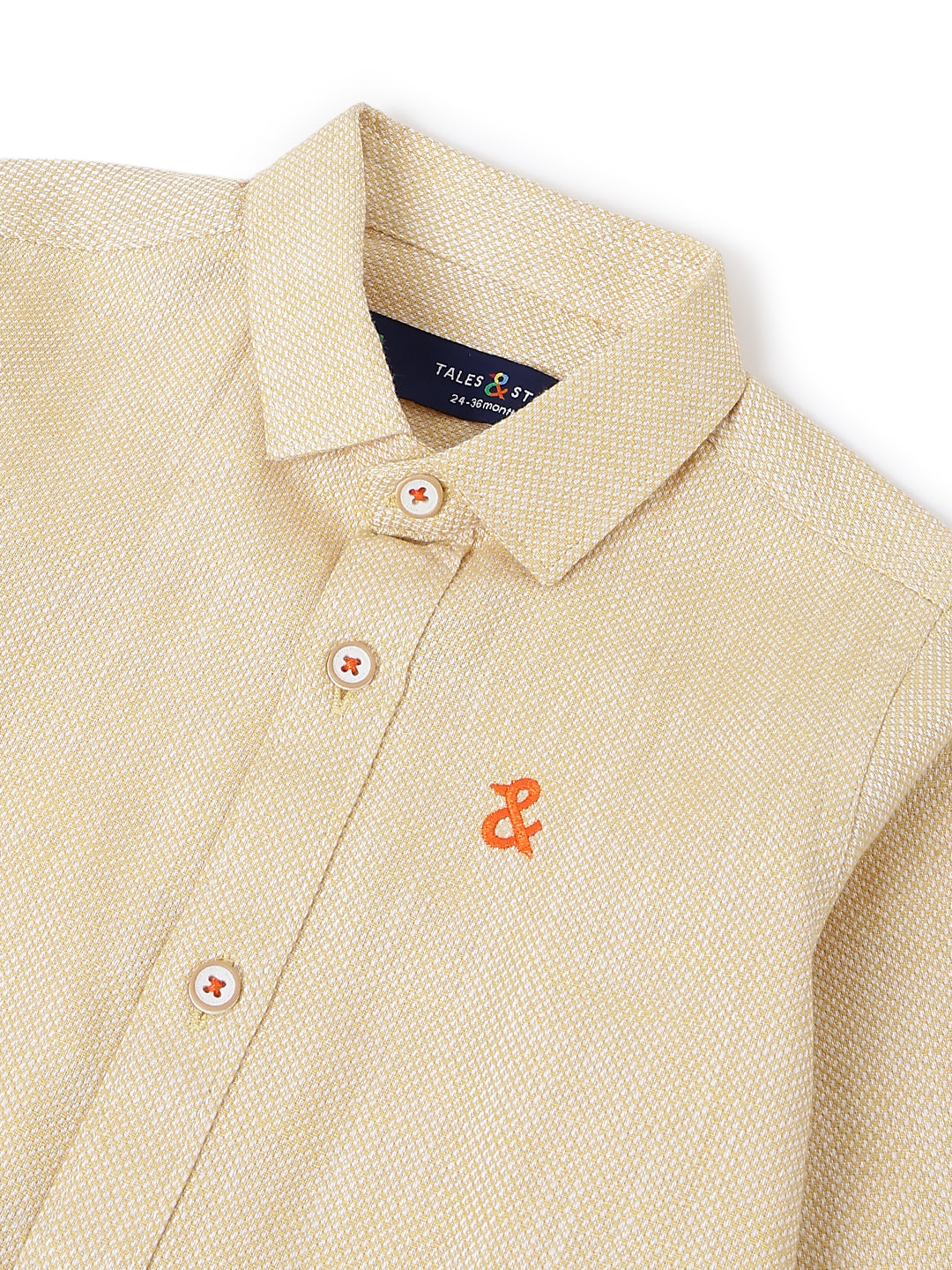 Boys Yellow Solid Cotton Regular Fit Shirt