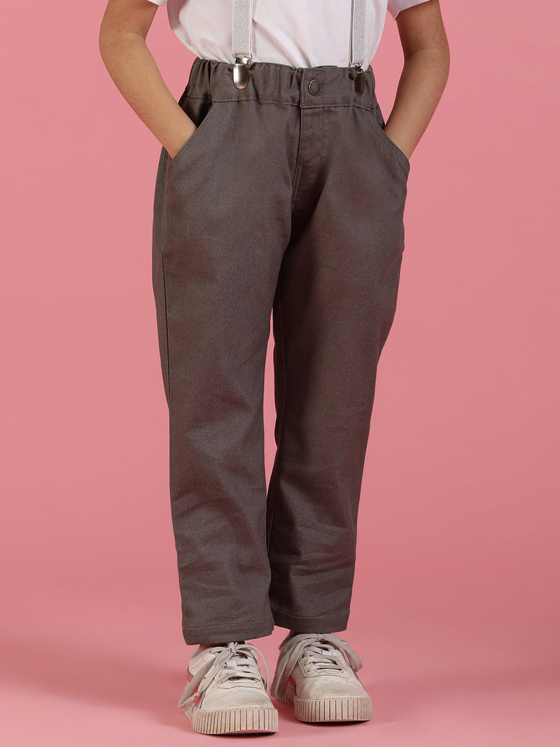 Girls Lycra Grey Trouser with Suspender