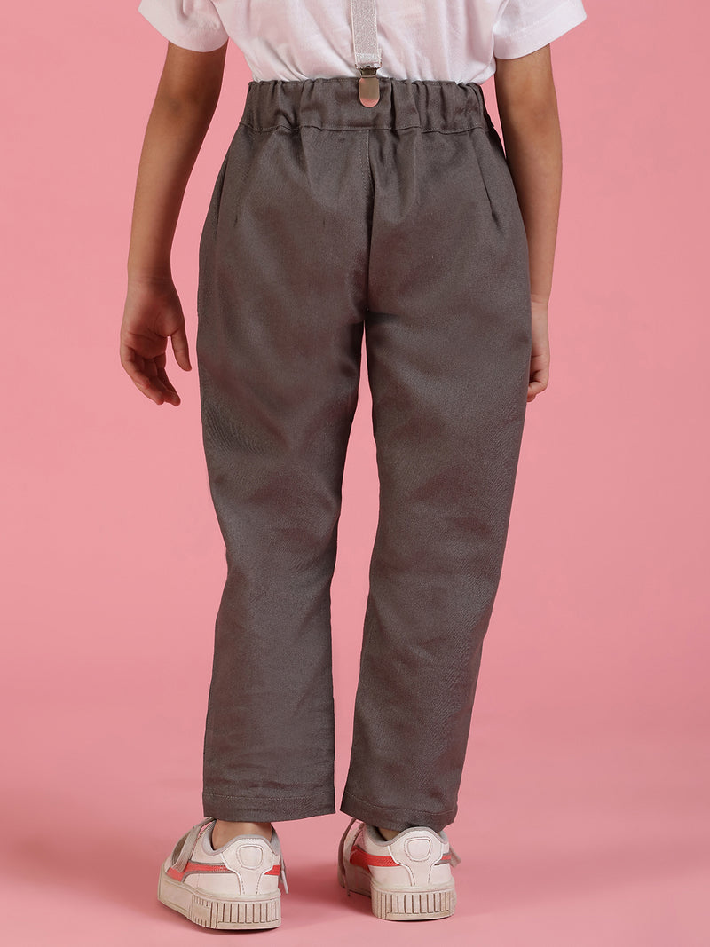 Girls Lycra Grey Trouser with Suspender