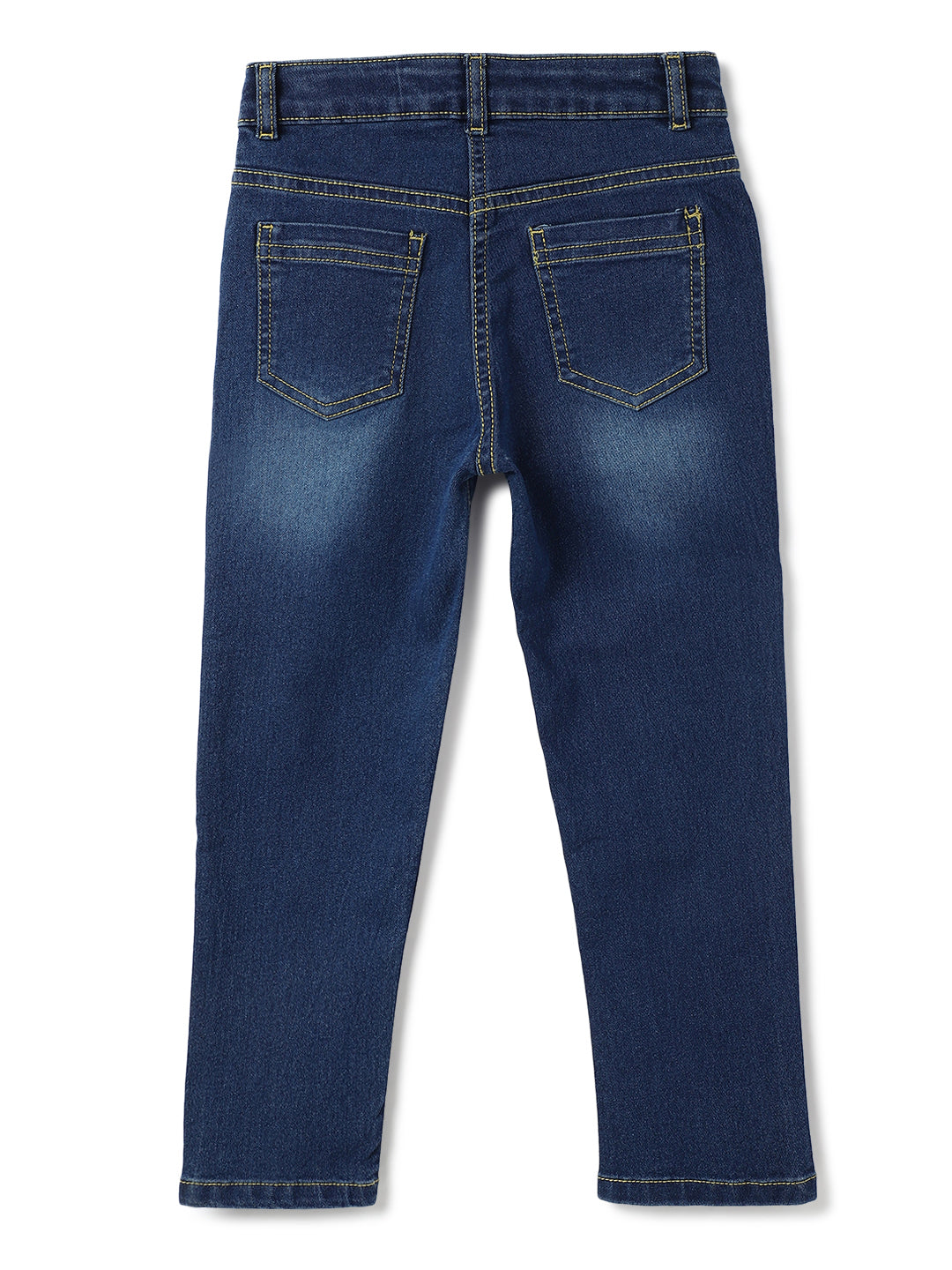 Girls Dark Blue Lycra Sequins Embroidery Slim Fit Jeans