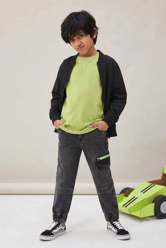 Boys Grey Baggy Fit Stretchable Denim Jeans