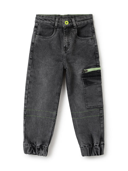 Boys Grey Baggy Fit Stretchable Denim Jeans