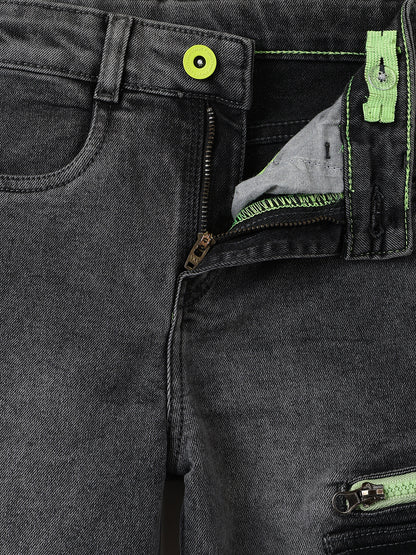 Boys Grey Baggy Fit Stretchable Denim Jeans
